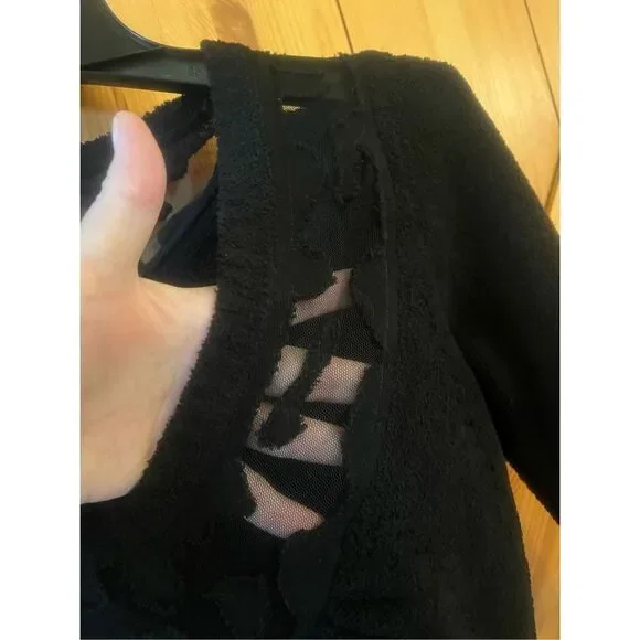 BKE  Sz S 3/4 Sleeve Sheer Neckline/Design Back Sweater (1196) - Picture 3 of 6